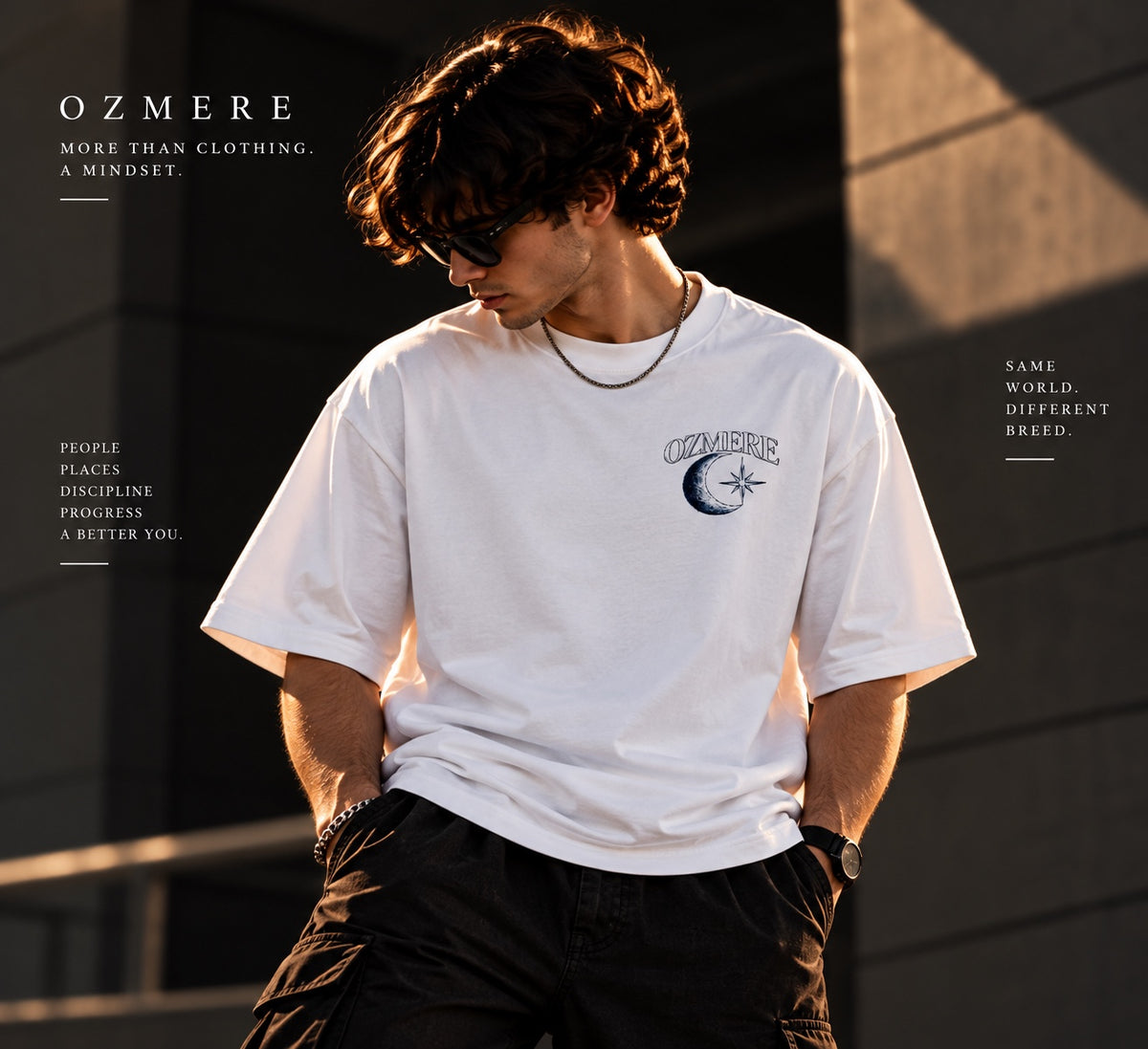 OZMERE Core — Graphic Tee — White — Front View