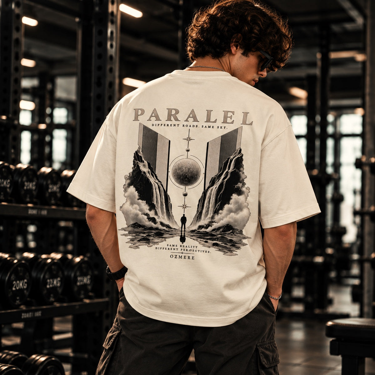 OZMERE Paralel — Terry Tee — Off White — Back View