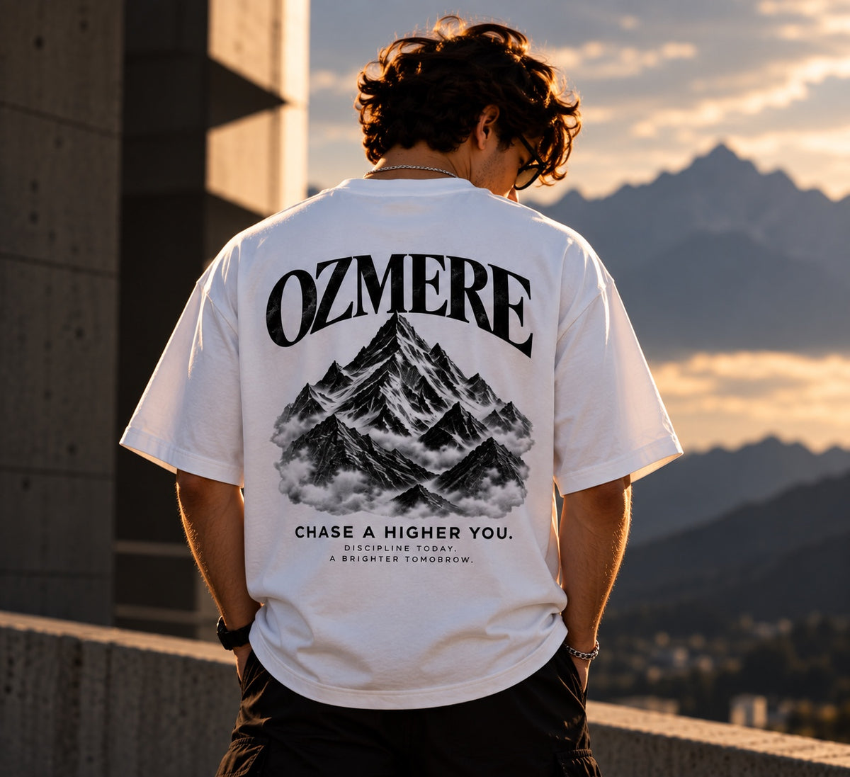 OZMERE Mountain Within — Graphic Tee — White — Back View