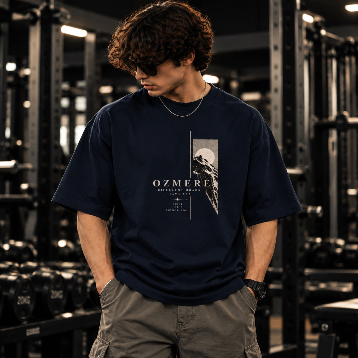 OZMERE Paralel — Terry Tee — Navy Blue — Front View
