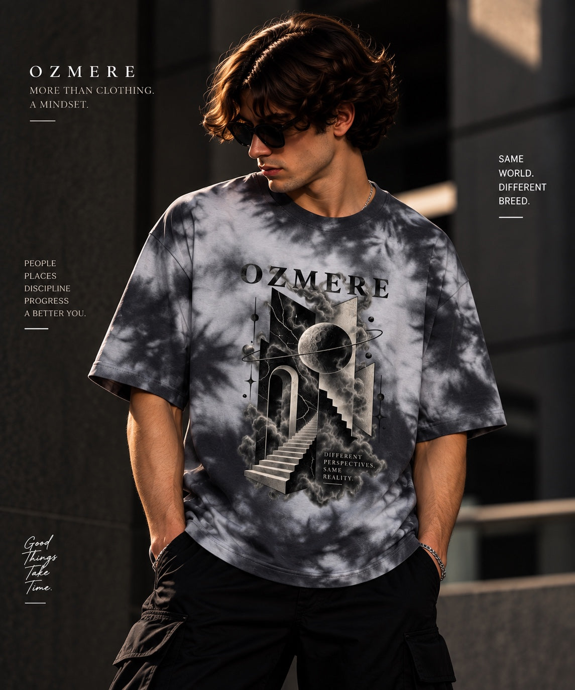 OZMERE Parallel — Tie Dye Tee — Front View