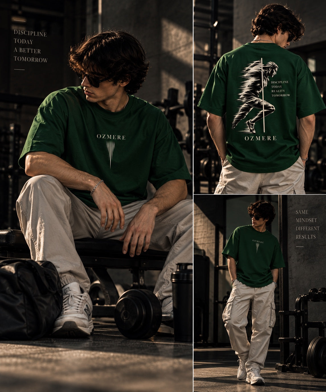 OZMERE Momentum — Terry Tee — Bottle Green — Lifestyle View