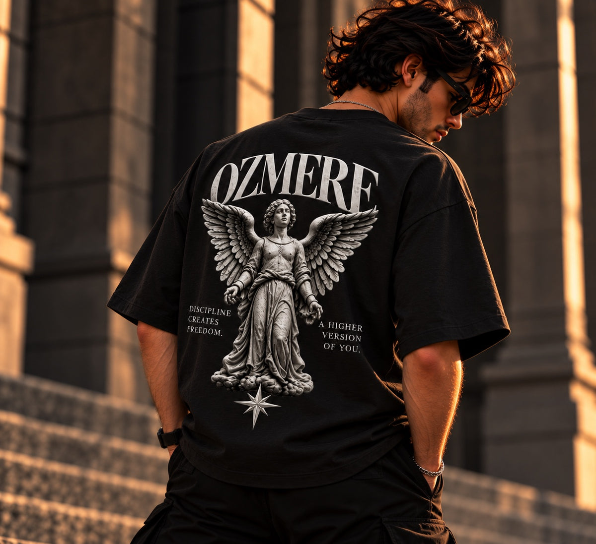 OZMERE Ascension — Graphic Tee — Black — Angled View