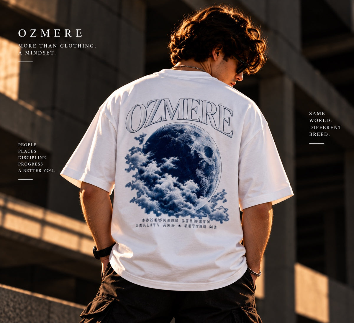 OZMERE Core — Graphic Tee — White — Back View