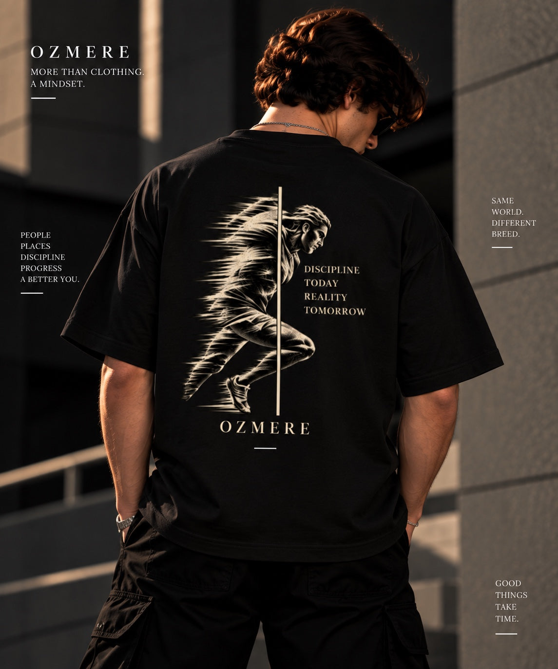 OZMERE Momentum — Terry Tee — Black — Back View