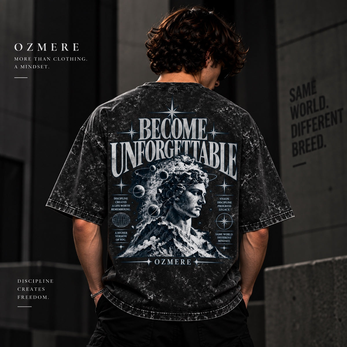OZMERE Become Unforgettable Acid Wash — Black — Lifestyle Shot