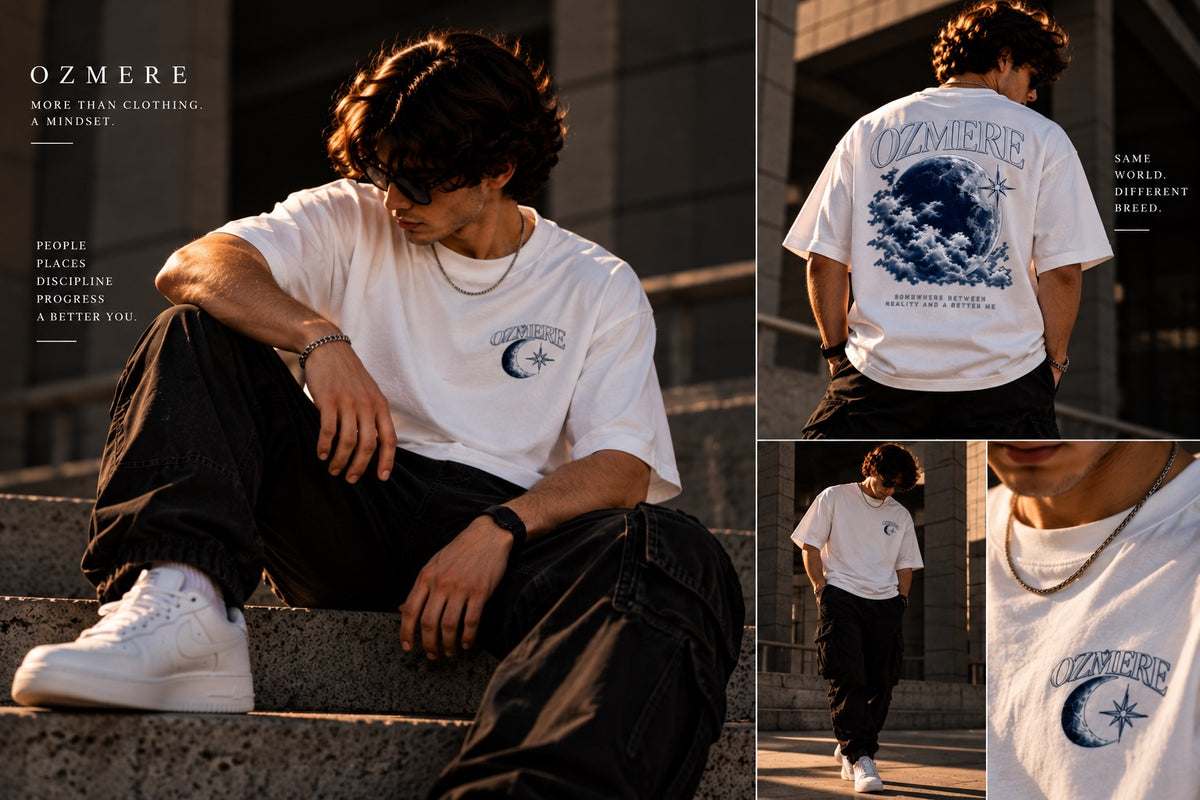 OZMERE Core — Graphic Tee — White — Lifestyle View