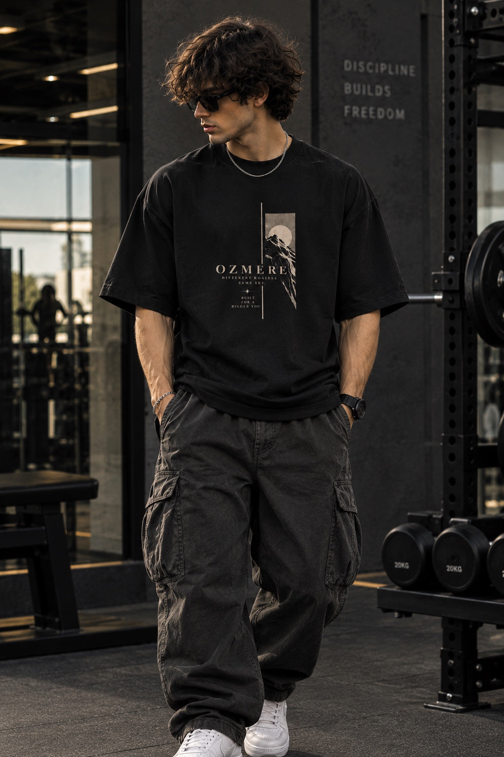 OZMERE Paralel — Terry Tee — Black — Front View