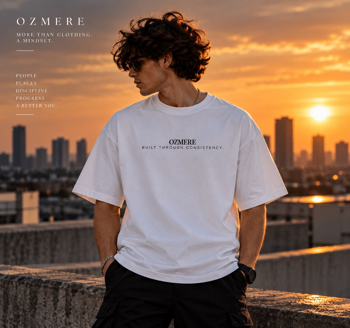 OZMERE Human Tomorrow — Graphic Tee — White — Front View