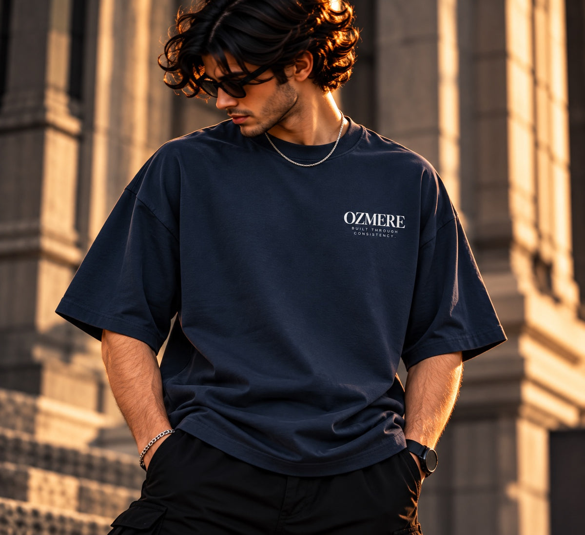 OZMERE Ascension — Graphic Tee — Navy Blue — Front View