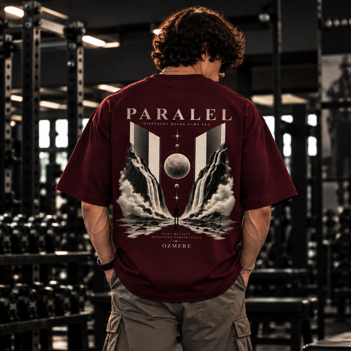 OZMERE Paralel — Terry Tee — Maroon — Back View