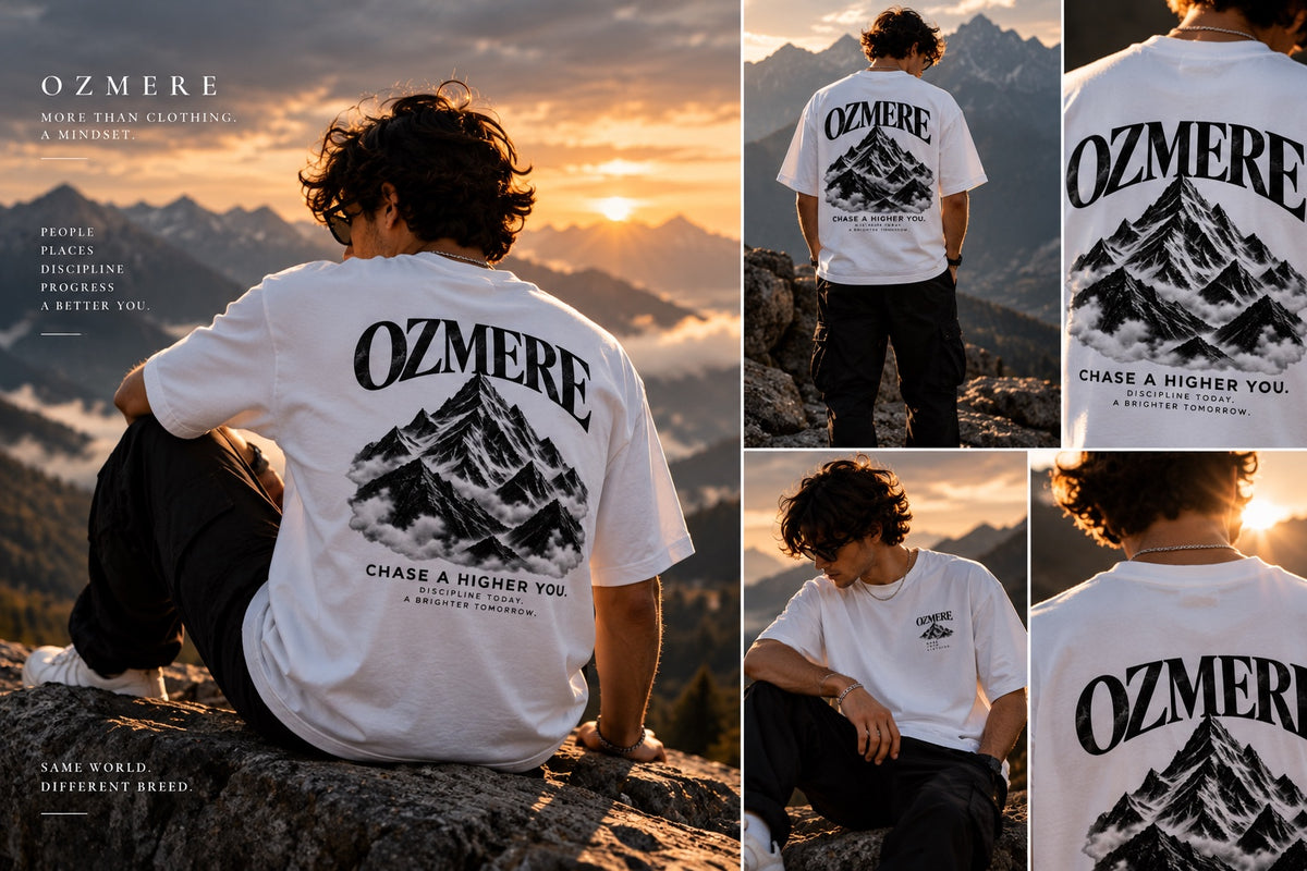 OZMERE Mountain Within — Graphic Tee — White — Lifestyle View