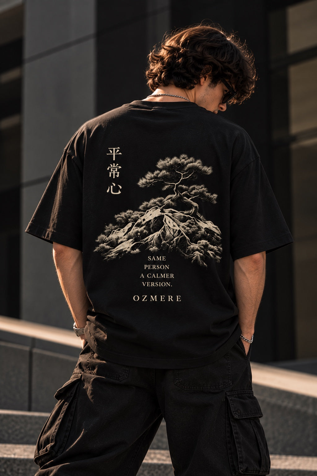 OZMERE At Ease — Terry Tee — Black — Back View