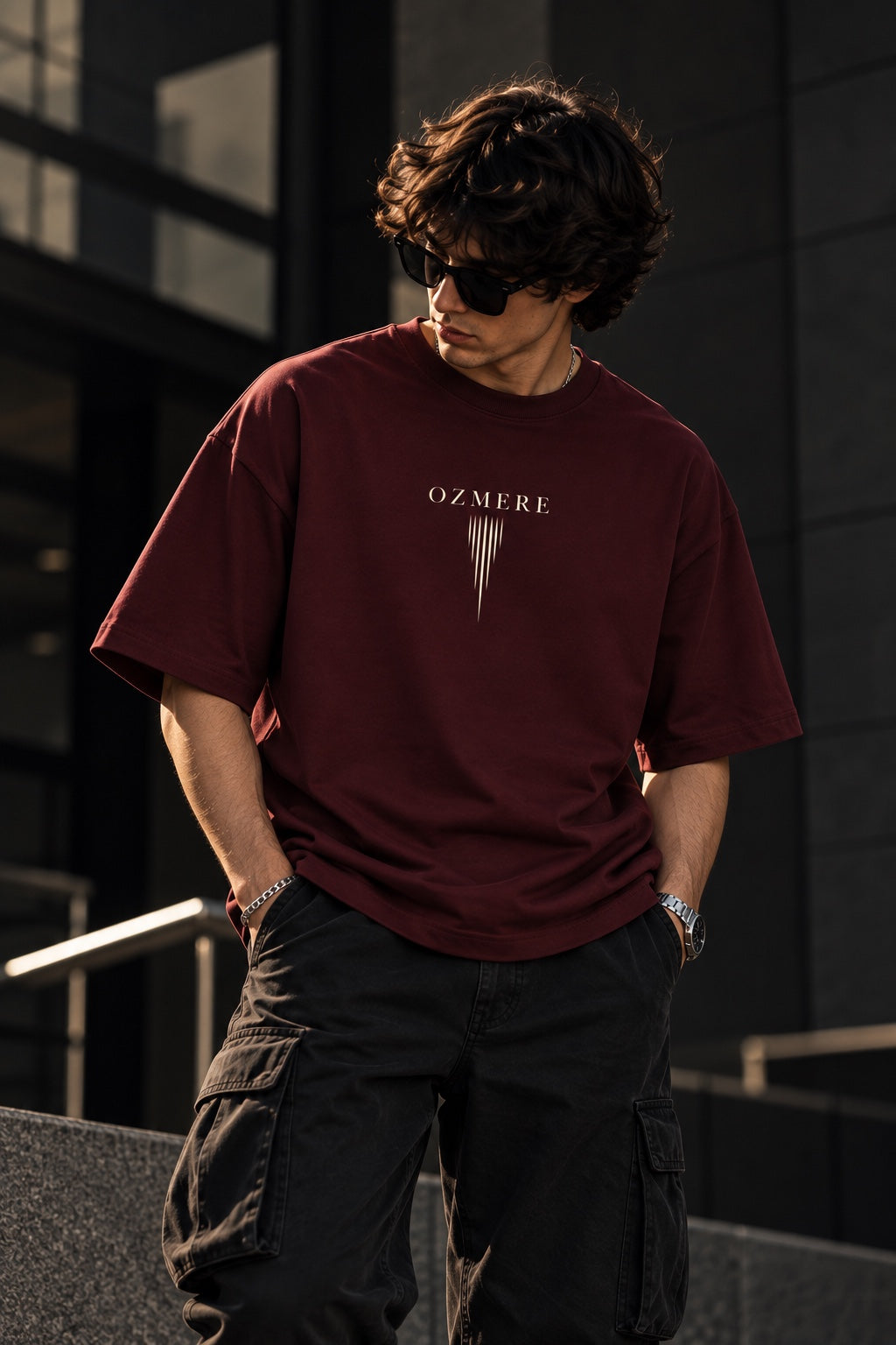 OZMERE Momentum — Terry Tee — Maroon — Front View