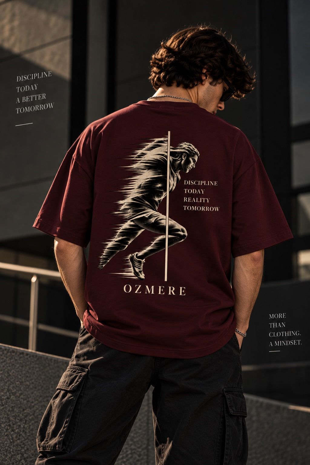 OZMERE Momentum — Terry Tee — Maroon — Back View