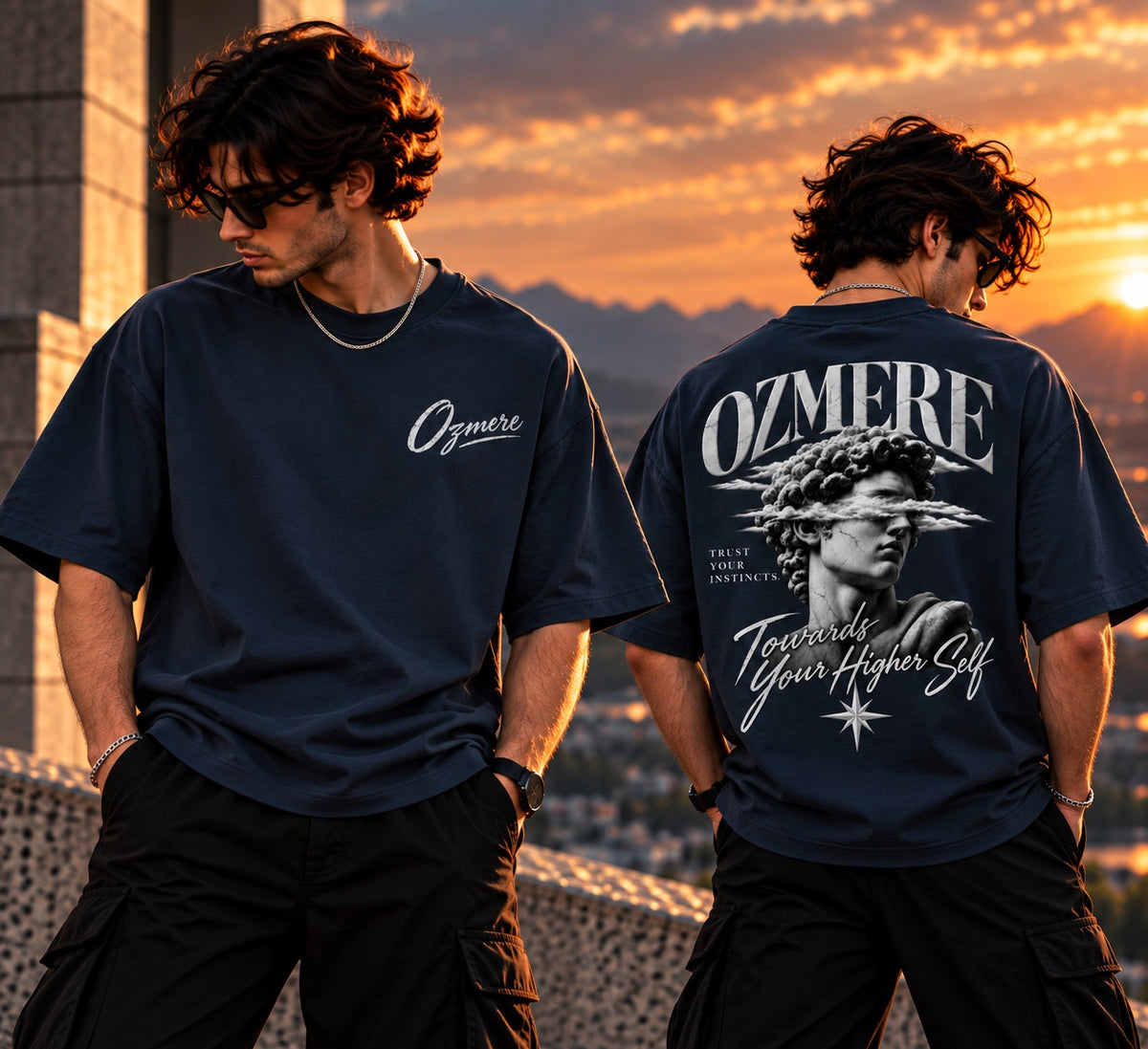 OZMERE Ascension — White Edition — Navy Blue — Angled View