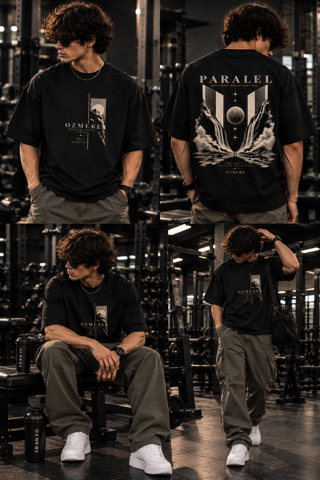 OZMERE Paralel — Terry Tee — Black — Lifestyle View