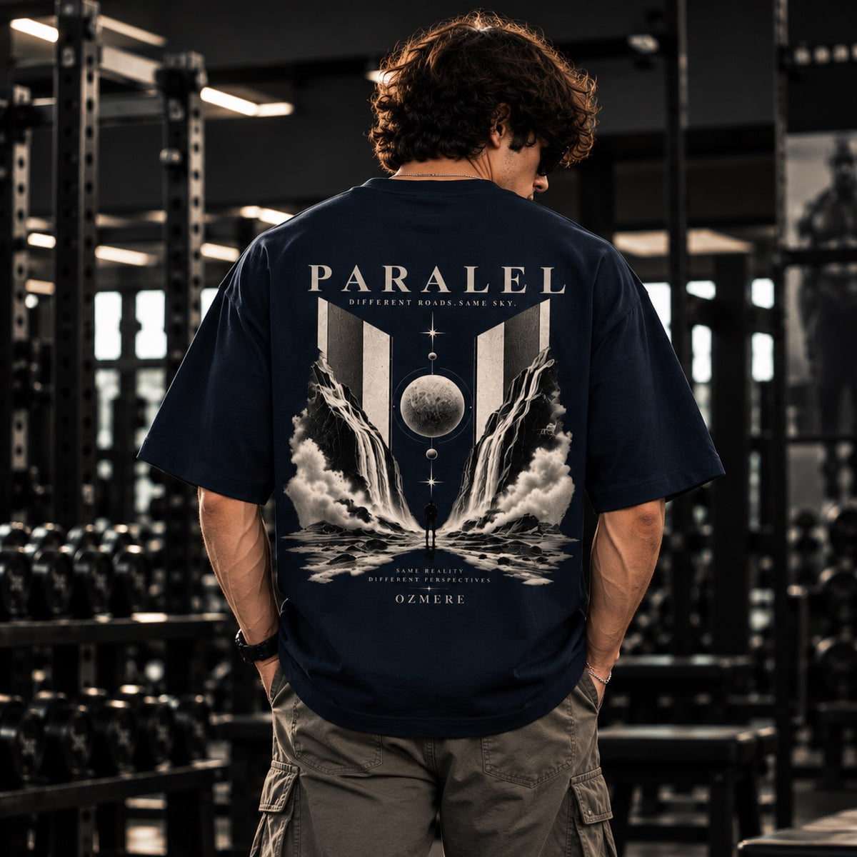 OZMERE Paralel — Terry Tee — Navy Blue — Back View