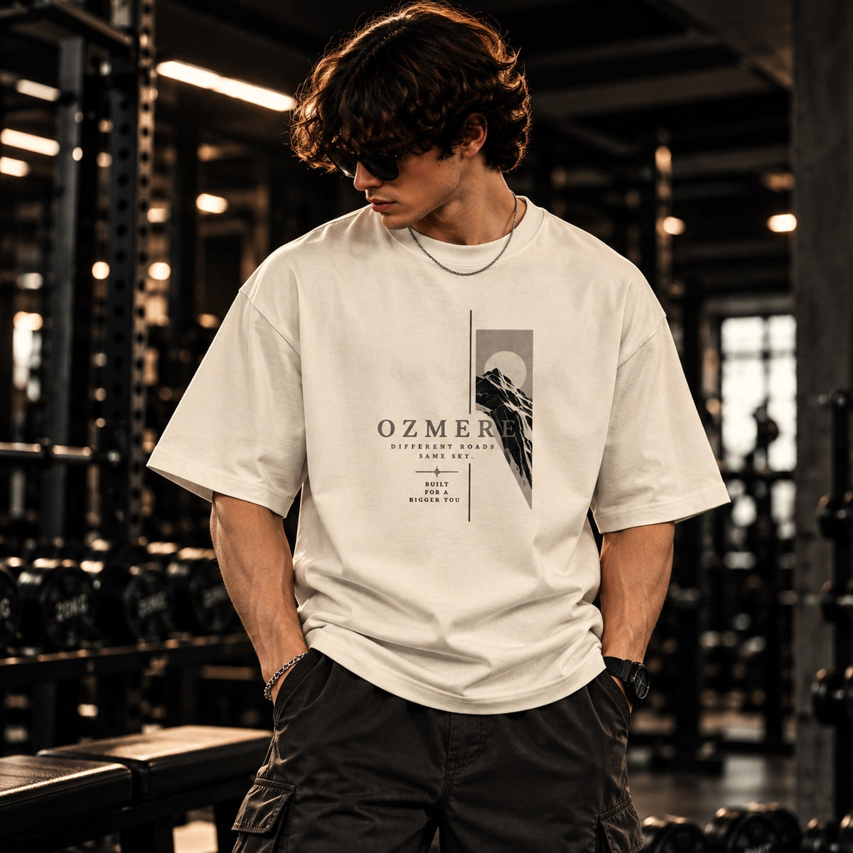 OZMERE Paralel — Terry Tee — Off White — Front View