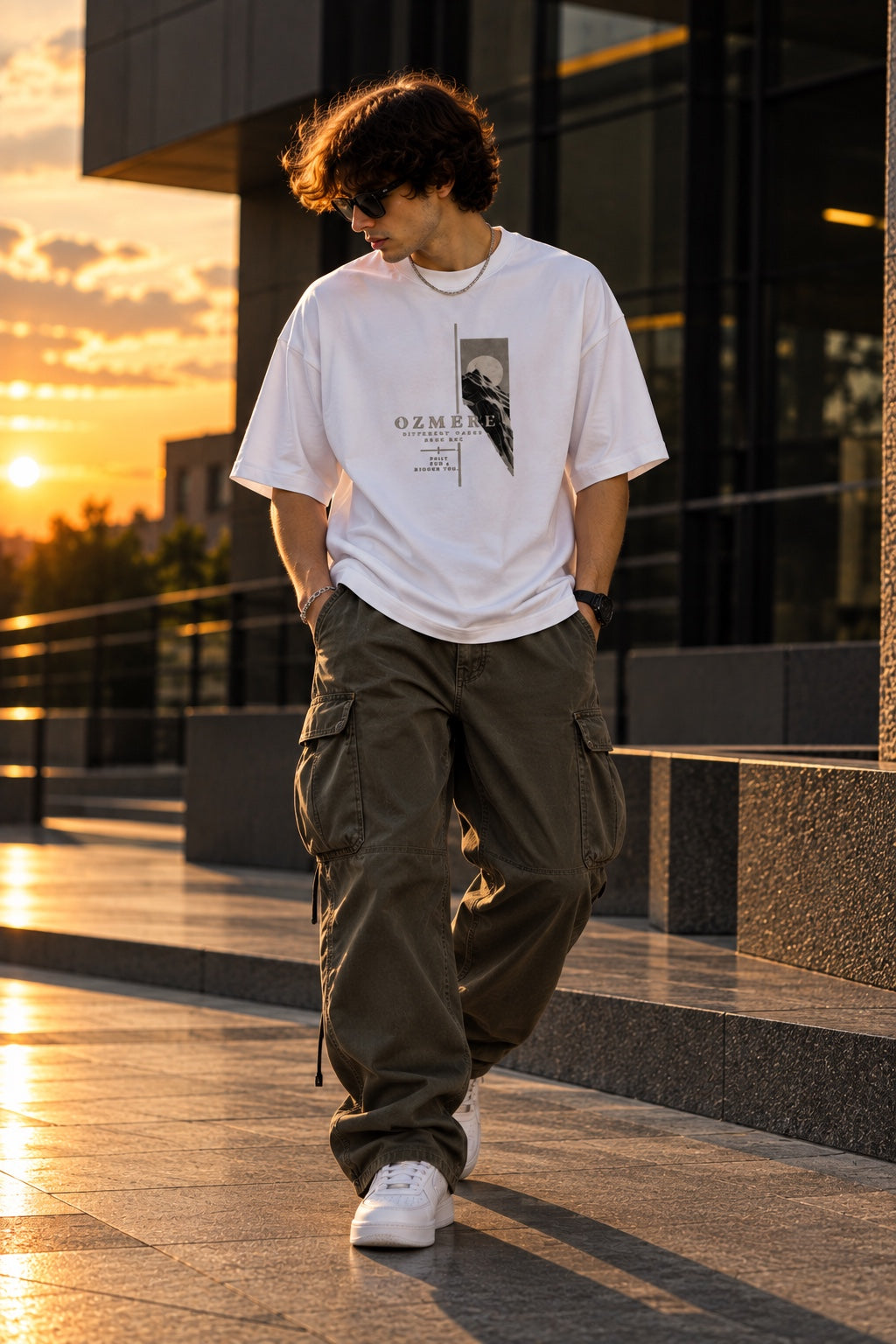 OZMERE Paralel — Terry Tee — White — Lifestyle View