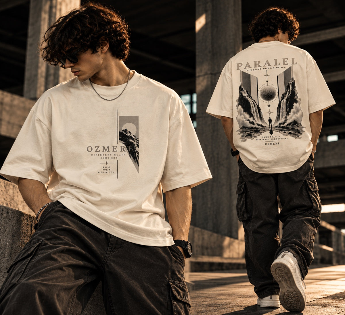 OZMERE Paralel — Terry Tee — Off White — Lifestyle View