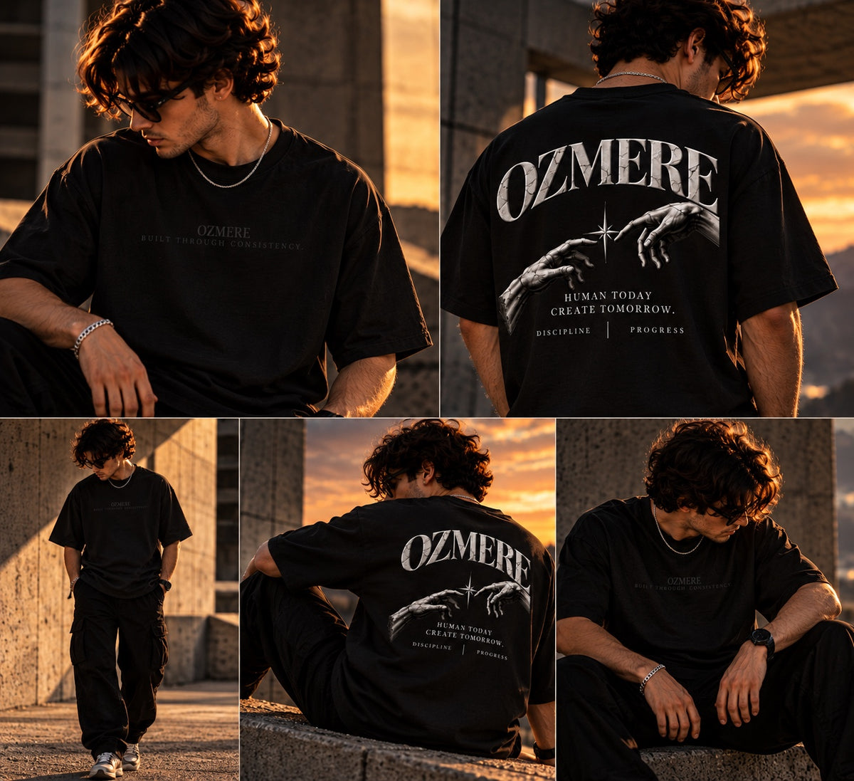 OZMERE Human Tomorrow — Graphic Tee — Black — Lifestyle View