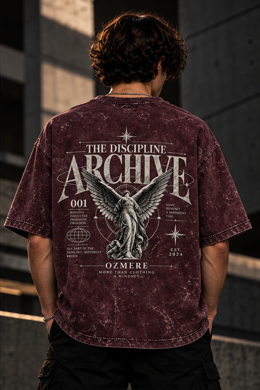 Maroon Acid Wash — The Discipline Archive — Model Back View