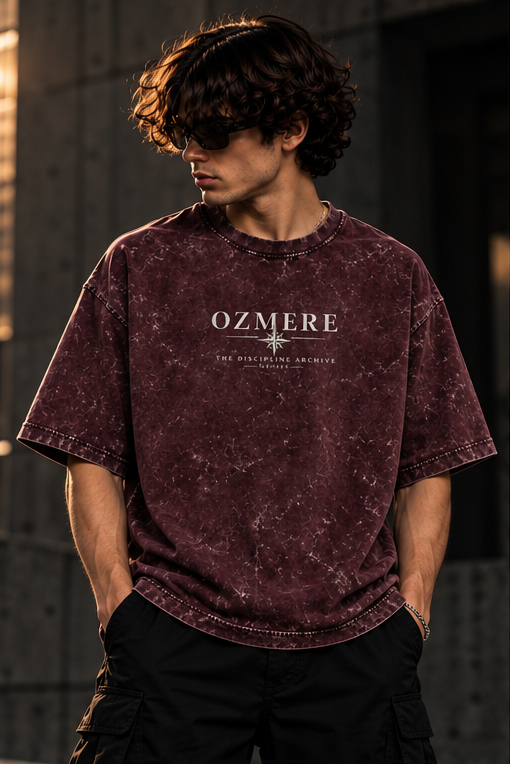 Maroon Acid Wash — The Discipline Archive — Model Front View